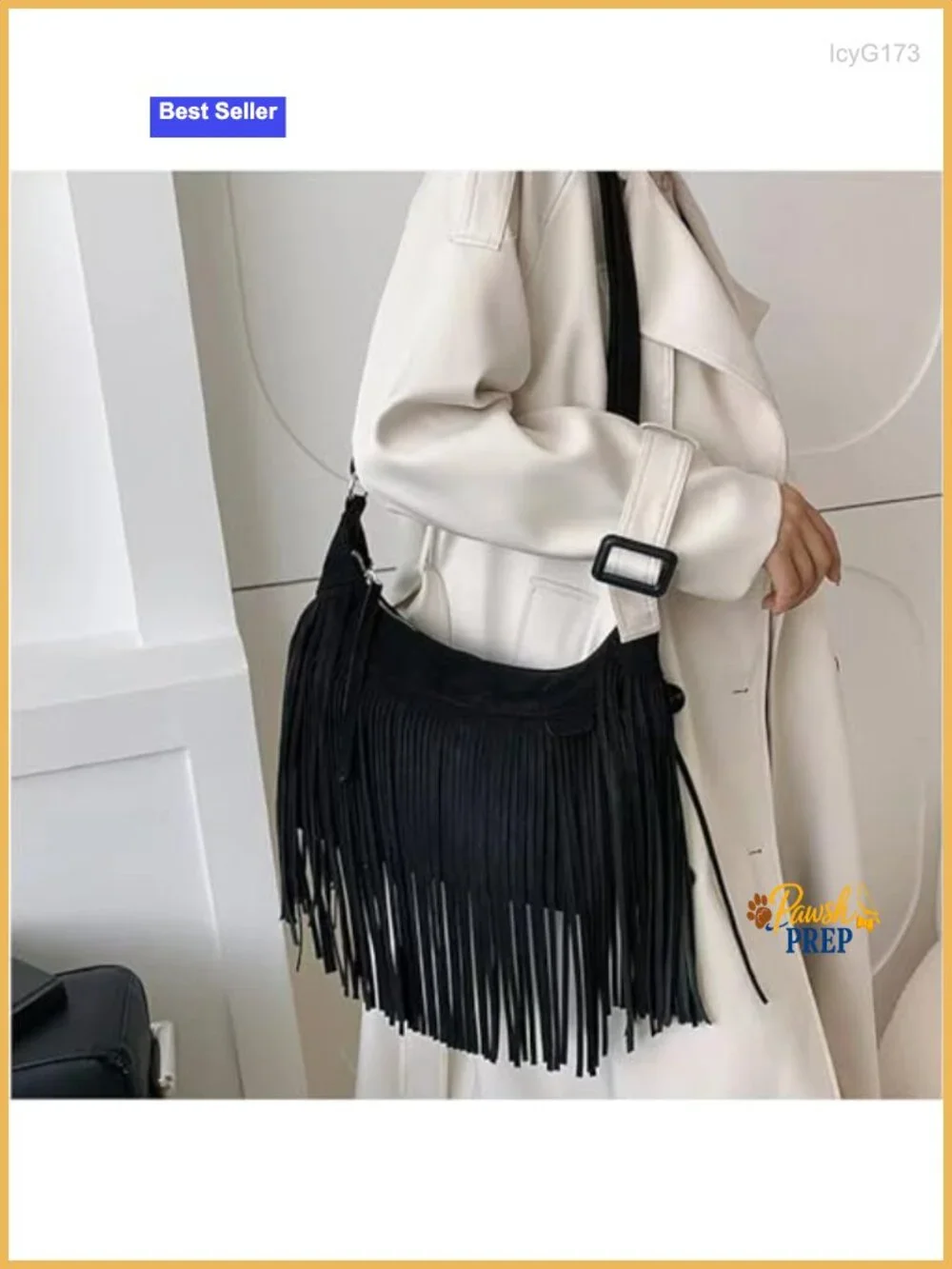 Women Vegan Suede Fringe Crossbody Hobo Bag Tassel Shoulder Purse Boho